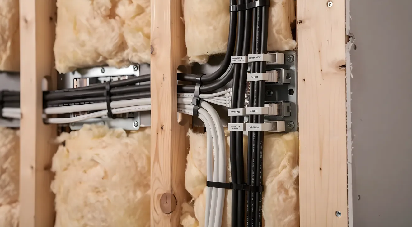 Home theater wiring and cables during installation