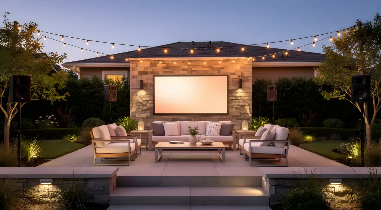 Outdoor entertainment setup in wine country home
