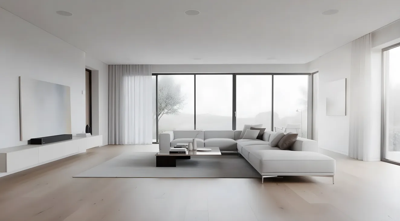 In-ceiling speakers installed in modern living room